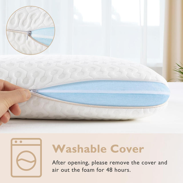 BedStory Gel Memory Foam Medium Firm Bed Pillows with Breathable Washable Cover
