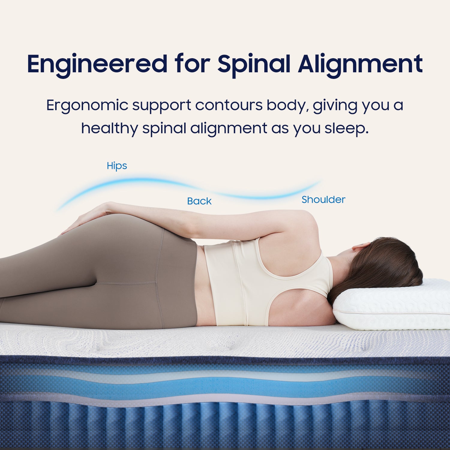 EDSTORY SPINEALIGN™ firm mattress engineered for spinal alignment.