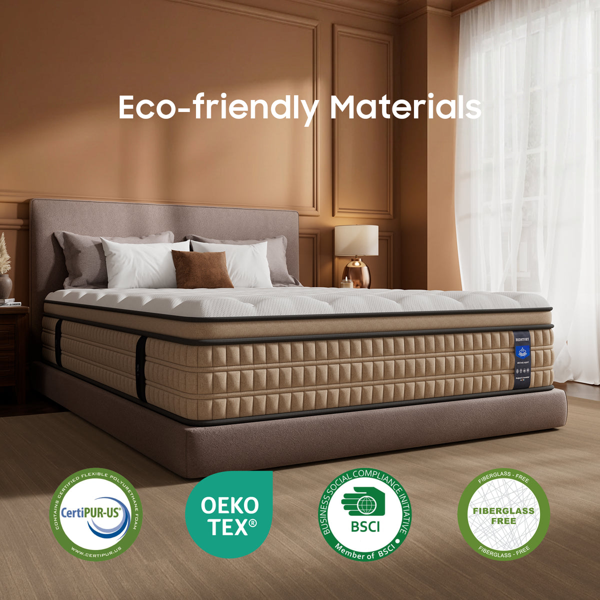 Sacred Wood firm mattress CertiPUR-US and OEKO-TEX certifications