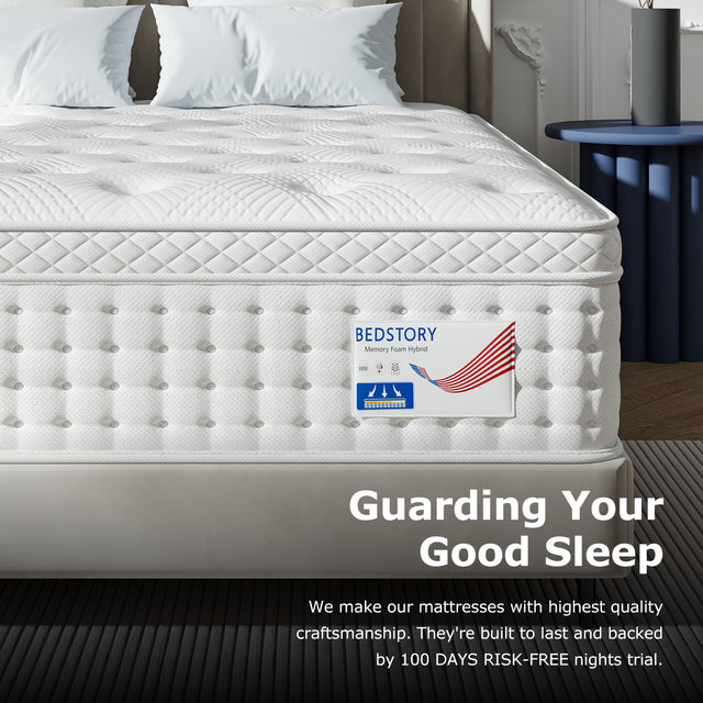 BedStory 14 Inch Deep Sleep Mattress | Extra Lumbar Support & Motion Isolation