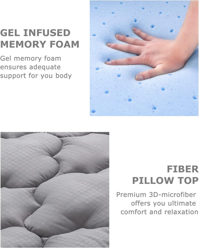 BedStory 3.6 Inch Dual Layer Pillow Top and Gel Memory Foam Bed Toppers