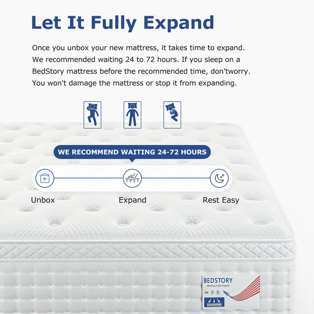 BedStory 14 Inch Deep Sleep Mattress | Extra Lumbar Support & Motion Isolation