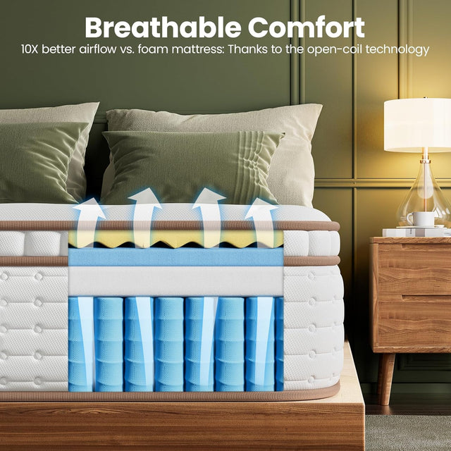BedStory 12-14 Inch Hybrid Mattress with Advanced Lumbar Support
