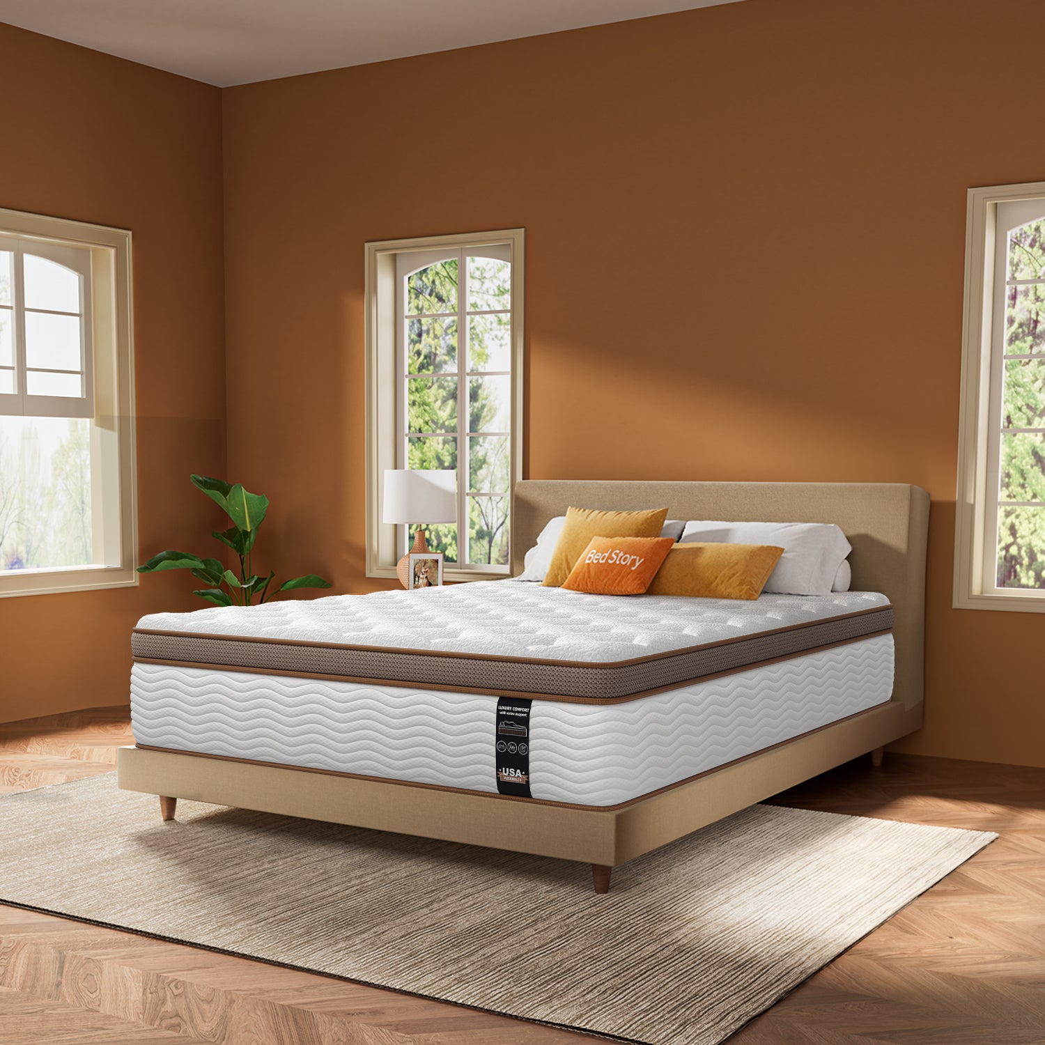 Queen White Brown Mattress