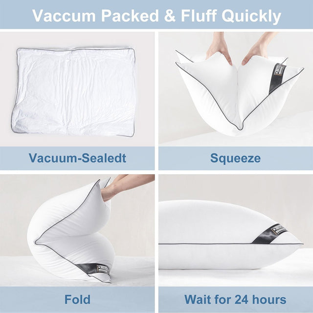 BedStory® Fiber Pillows 2 Pack, Hotel Quality Down Alternative Pillows