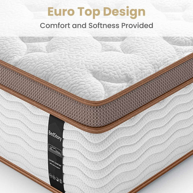 BedStory® 12 Inch Hybrid Mattress, Soft Individually Wrapped Coils Mattress