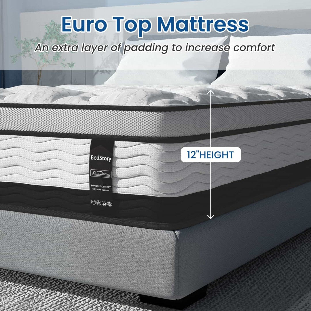 BedStory 12 Inch Memory Foam Hybrid Mattress Premium Mattress